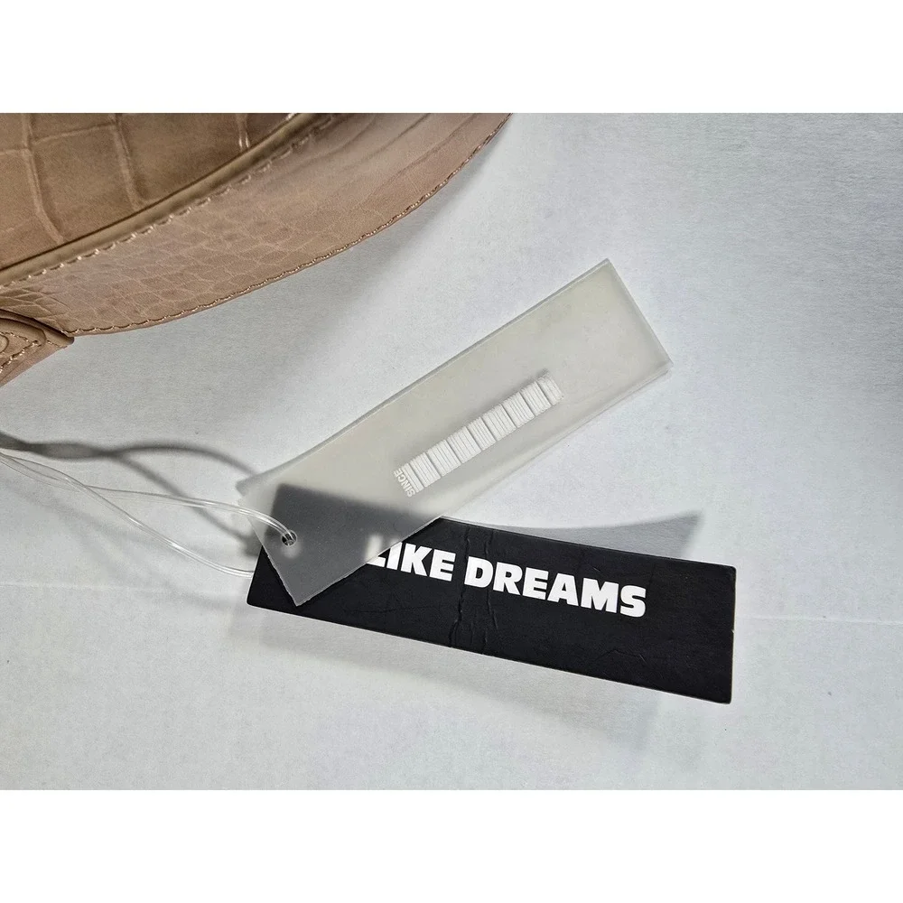 Like Dreams Beige Croc Embossed Crescent Shoulder Bag Vegan Leather H9101701